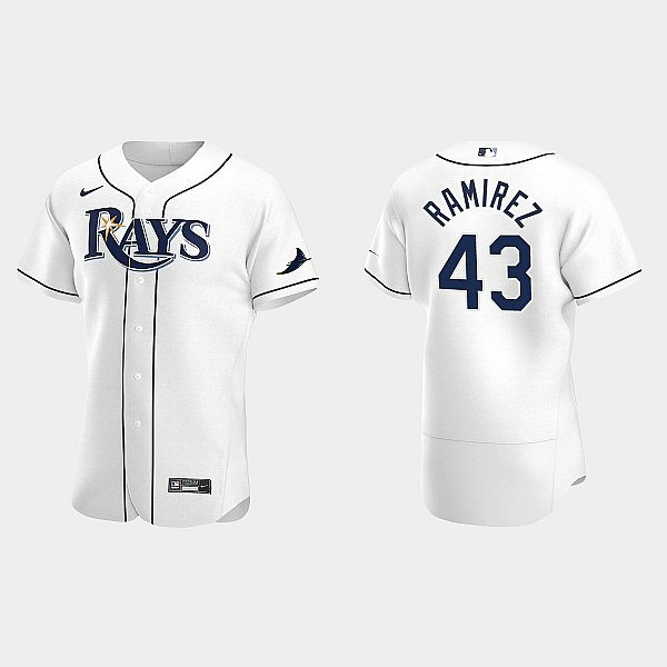  Mens Tampa Bay Rays #43 Harold Ramirez Nike White Home Flex base Player Jersey 