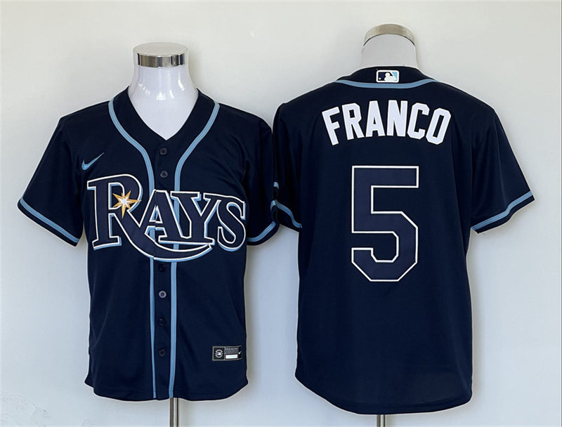  Mens Tampa Bay Rays #5 Wander Franco Nike Navy Alternate Coolbase Jersey 