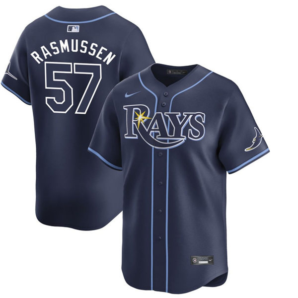  Mens Tampa Bay Rays #57 Drew Rasmussen Nike Navy Alternate Limited Jersey 