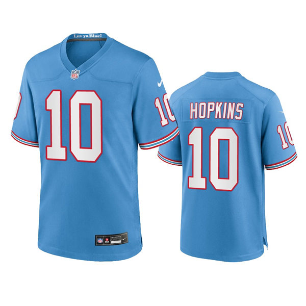  Mens Tennessee Titans #10 DeAndre Hopkins Nike Light Blue Oilers Throwback Vapor F.U.S.E. Limited Jersey(2) 