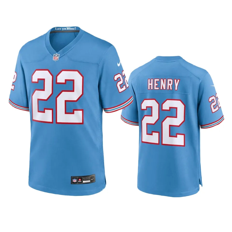  Mens Tennessee Titans #22 Derrick Henry Nike Light Blue Oilers Throwback Vapor F.U.S.E. Limited Jersey 