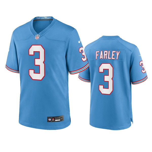  Mens Tennessee Titans #3 Caleb Farley Nike Light Blue Oilers Throwback Vapor F.U.S.E. Limited Jersey 
