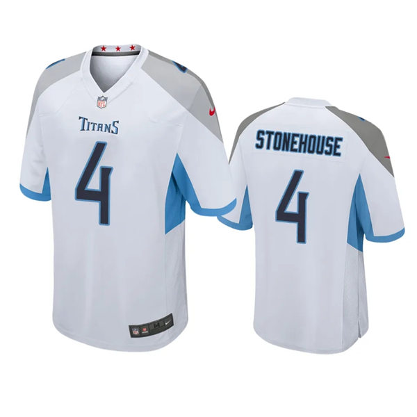  Mens Tennessee Titans #4 Ryan Stonehouse Nike White Vapor Untouchable Limited Jersey 