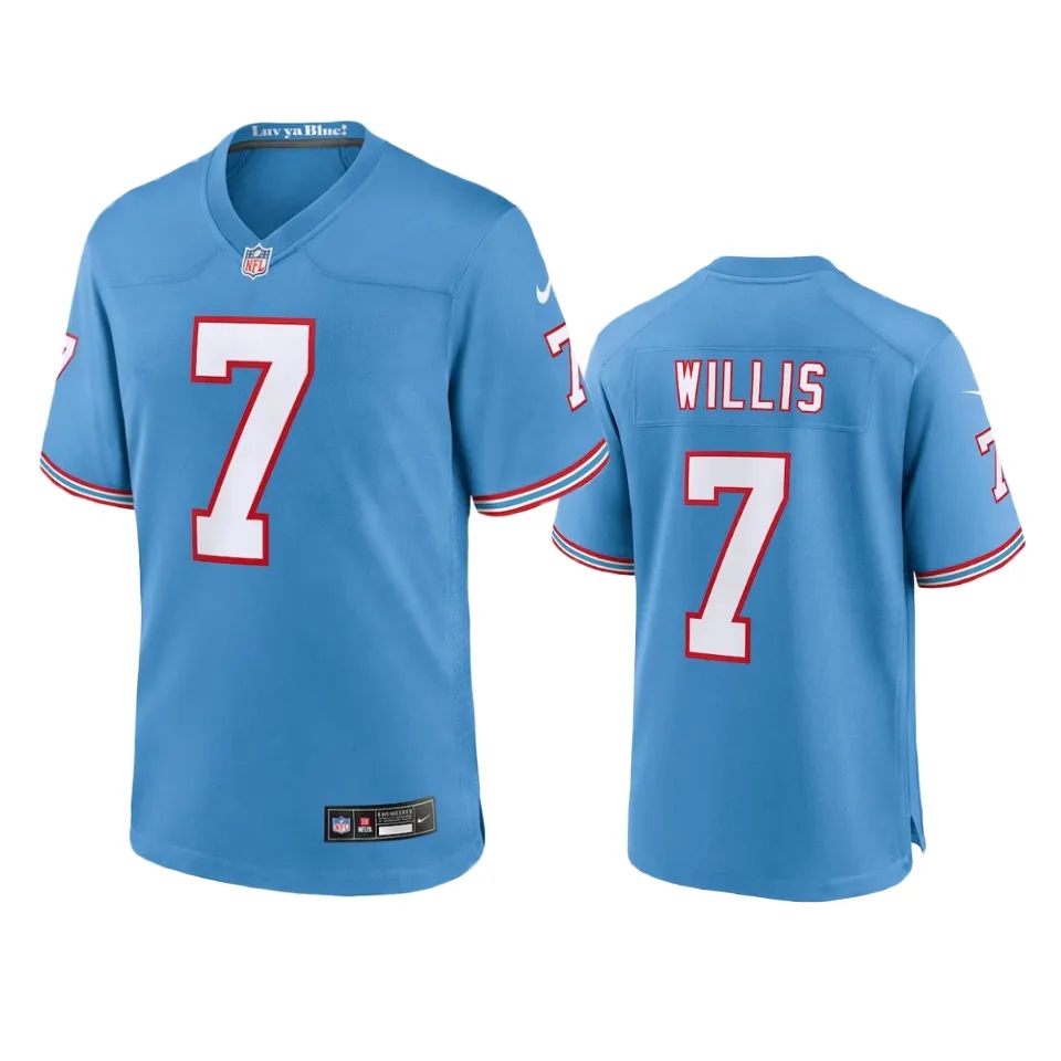  Mens Tennessee Titans #7 Malik Willis Nike Light Blue Oilers Throwback Vapor F.U.S.E. Limited Jersey 