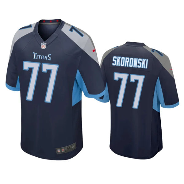  Mens Tennessee Titans #77 Peter Skoronski Nike Navy Vapor Untouchable Limited Jersey 