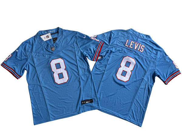  Mens Tennessee Titans #8 Will Levis Nike Light Blue Oilers Throwback Vapor F.U.S.E. Limited Jersey  