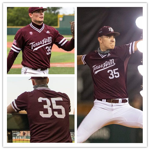  Mens Texas A&M Aggies #35 Asa Lacy Adidas Maroon Pullover Texas A&M College Baseball Game Jersey 
