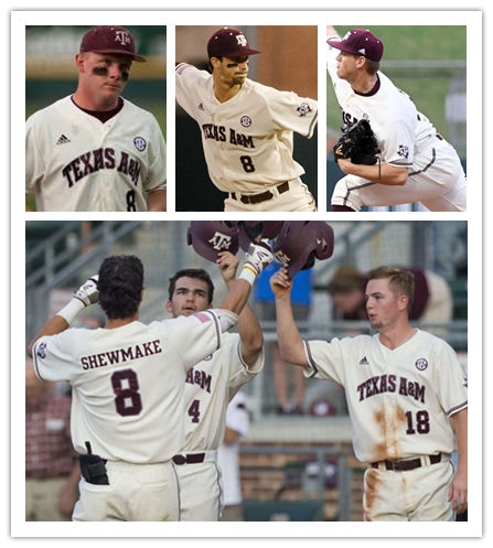 Mens Texas A&M Aggies Custom Daniel Mengden Michael Wacha Bryce Blaum Will Frizzell Adidas 2017 Cream Button Baseball Jersey 