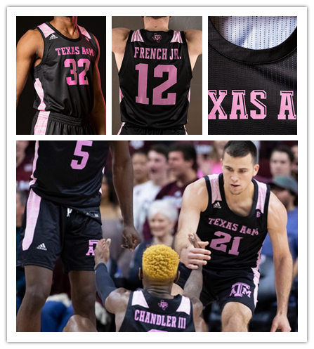  Mens Texas A&M Aggies Custom Hayden Hefner Jaxson Robinson Kevin Marfo Bernard King Adidas Black Pink Fashion Basketball Jersey 