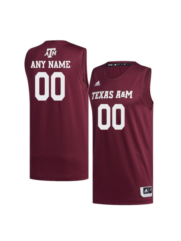 Mens Texas A&M Aggies Custom LaDamien Bradford Luke McGhee Javonte Brown Bernard King Adidas All Maroon Basketball Jersey 