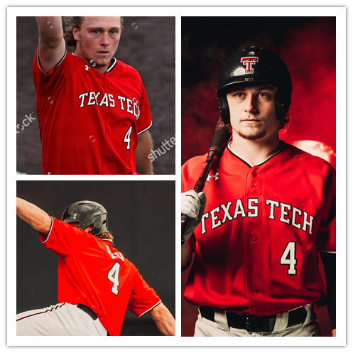  Mens Texas Tech Red Raiders #4 Dru Baker Red Under Armour College Baseball Game Jersey 