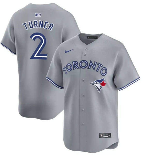  Mens Toronto Blue Jays #2 Justin Turner Nike Gray Road Limited Player Jersey 