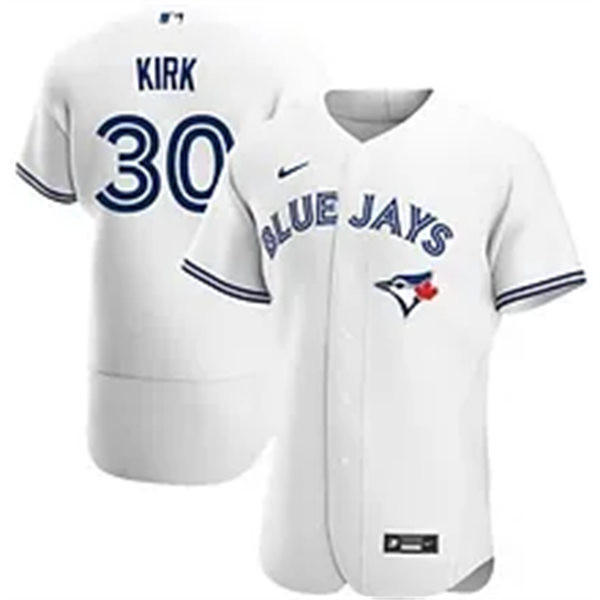  Mens Toronto Blue Jays #30 Alejandro Kirk Home White Vapor Premier Elite Jersey 