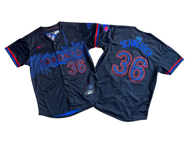  Mens Toronto Blue Jays #36 Davis Schneider 2024 City Connect Limited Player Jersey - Black 