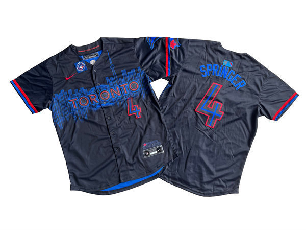  Mens Toronto Blue Jays #4 George Springer Nike 2024 City Connect Limited Player Jersey - Black 