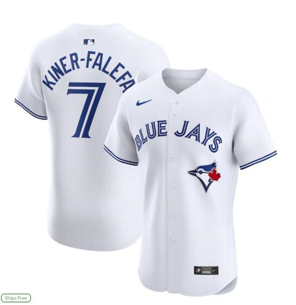  Mens Toronto Blue Jays #7 Isiah Kiner-Falefa Nike White Home Limited Player Jersey 