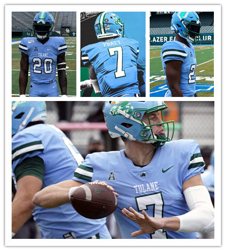  Mens Tulane Green Wave Custom Brett Favre Patrick Ramsey Michael Pratt Angelo Anderson Kai Horton Nike Blue Football Jersey 
