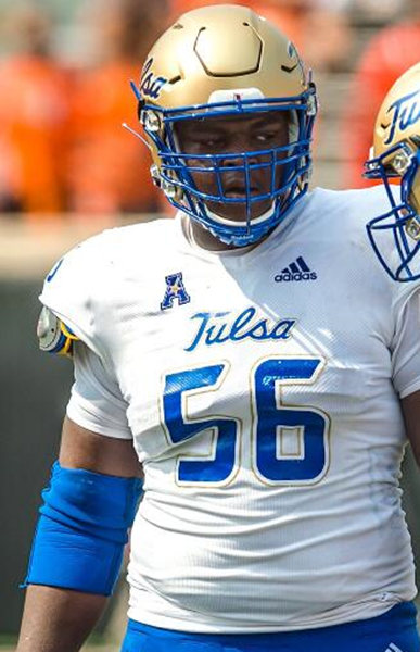  Mens Tulsa Golden Hurricane #56 Tyler Smith Adidas White College Football Game Jersey