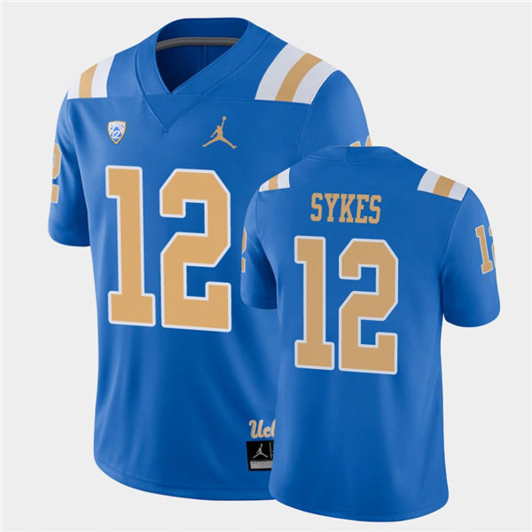  Mens UCLA Bruins #12 Matt Sykes 2021 Jordan Blue College Football Game Jersey