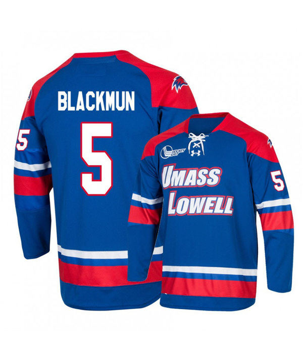  Mens UMass Lowell River Hawks #5 Chase Blackmun 2020 Royal Away Under Armour College Hockey Jersey 