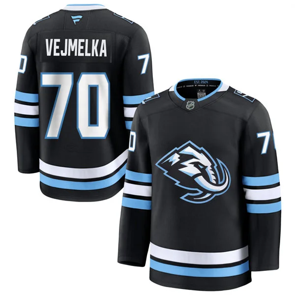  Mens Utah Mammoth #70 Karel Vejmelka Fanatics 2025 Home Black Player Jersey 