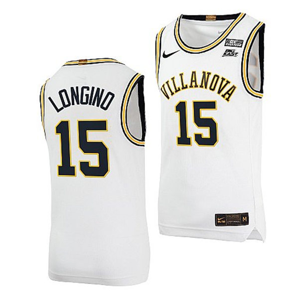  Mens Villanova Wildcats #15 Jordan Longino 2022 Nike White Retro Basketball Jersey