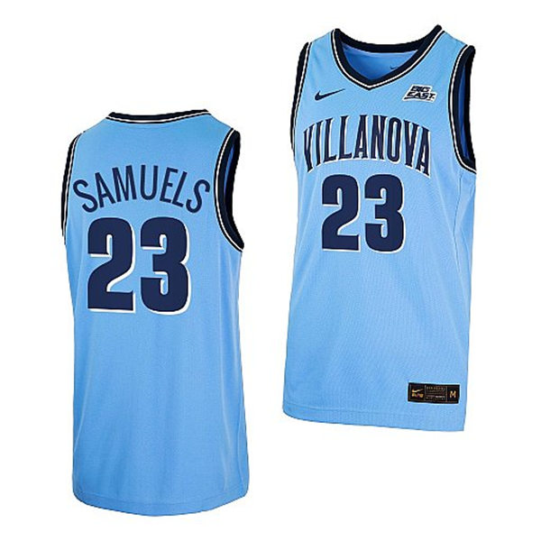  Mens Villanova Wildcats #23 Jermaine Samuels 2022 Light Blue College Basketball Game Jersey