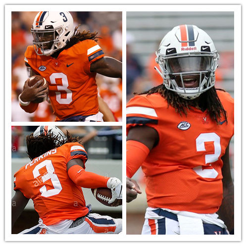  Mens Virginia Cavaliers #3 Bryce Perkins Orange Nike College Football Game Jersey