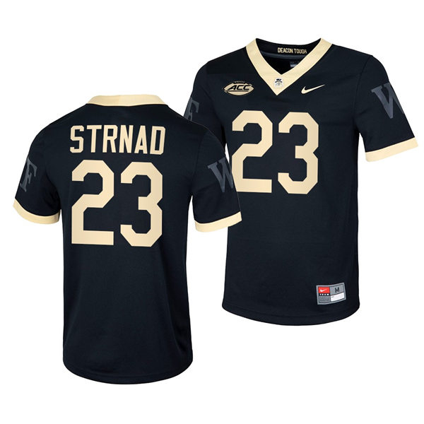  Mens Wake Forest Demon Deacons #23 Justin Strnad Nike Black College Football Game Jersey