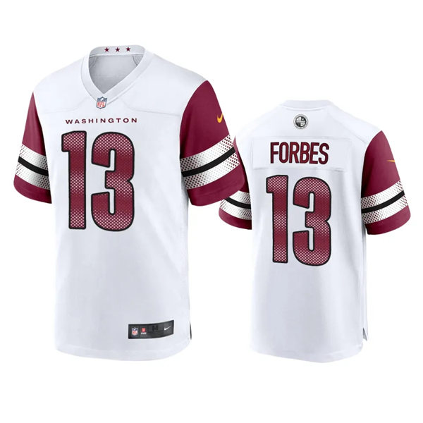  Mens Washington Commanders #13 Emmanuel Forbes Jr Nike White Away Vapor Limited Jersey 