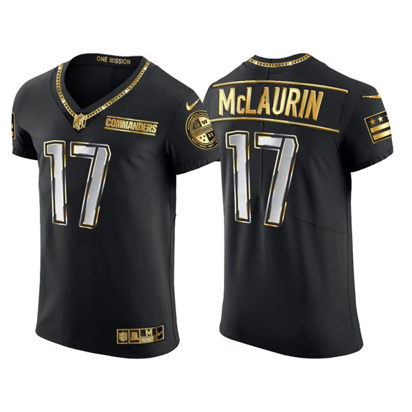  Mens Washington Commanders #17 Terry McLaurin Nike Black Golden Edition Vapor Limited Jersey 