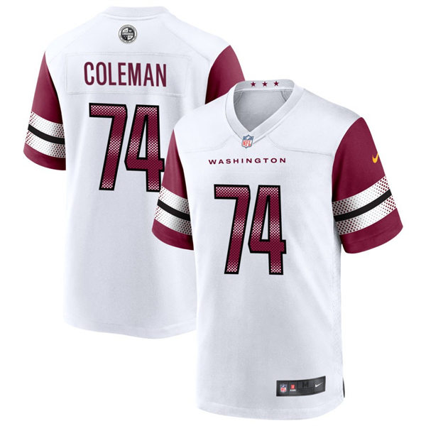  Mens Washington Commanders #74 Brandon Coleman Nike White Away Vapor Limited Jersey 