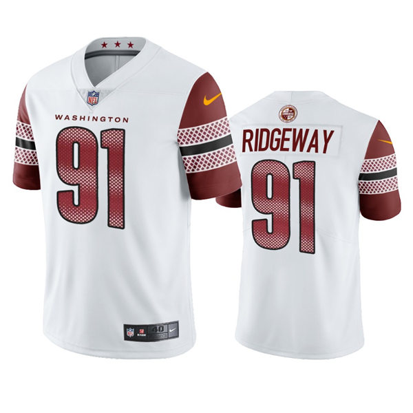  Mens Washington Commanders #91 John Ridgeway III Nike White Away Vapor Limited Jersey 