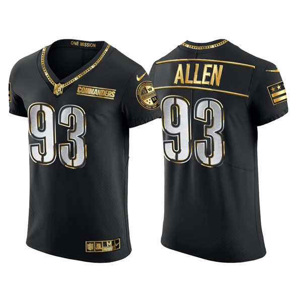  Mens Washington Commanders #93 Jonathan Allen Nike Black Golden Edition Vapor Limited Jersey 