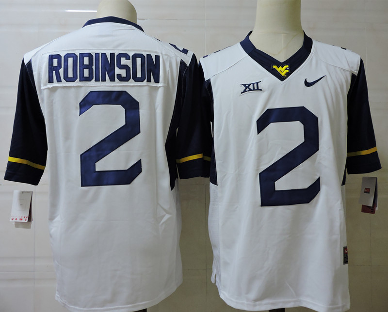  Mens West Virginia Mountaineers #2 Kenny Robinson Jr.White Nike Elite Game Football Jersey