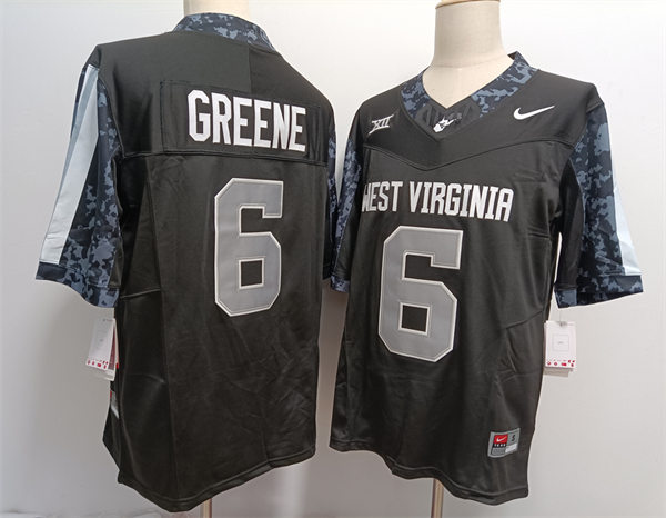  Mens West Virginia Mountaineers #6 Garrett Greene 2024 F.U.S.E. Limited BLACK ALTERNATE COAL RUSH UNIFORM Game Football Jersey 