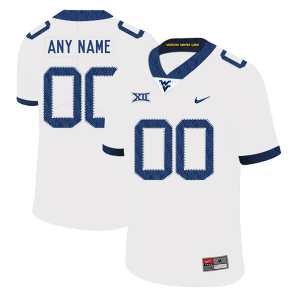  Mens West Virginia Mountaineers Custom White Nike 2020 Game Football Jersey 
