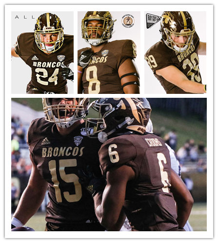  Mens Western Michigan Bronco Custom Adidas Brown Gold College Football Limited Jersey 