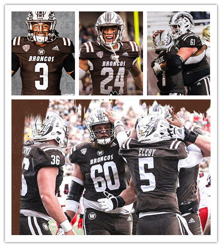  Mens Western Michigan Bronco Custom Adidas Brown White College Football Game Jersey 