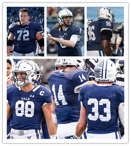  Mens Yale Bulldogs Custom Dick Jauron Foyesade Oluokun Jaedean Graham Brian Dowling Under Armour Navy Football Jersey 