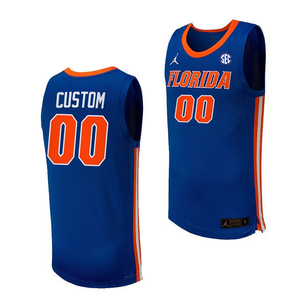  Mens Youth  Florida Gators Custom 2023-24  Royal Basketball Game Jersey 