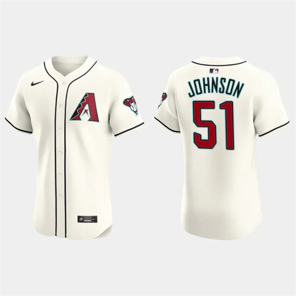  Mens Youth Arizona Diamondbacks Retired Player #51 Randy Johnson Nike 2024 Home Cream Vapor Premier Elite Jersey 
