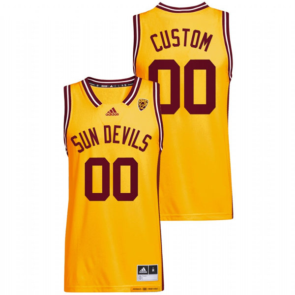  Mens Youth Arizona State Sun Devils Custom adidas 2023 Gold Sun Devils Basketball Game Jersey 