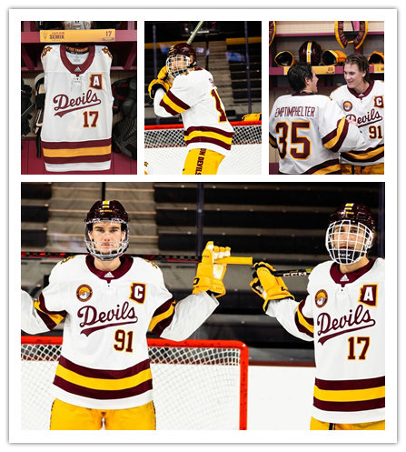  Mens Youth Arizona State Sun Devils Custom adidas 2023 White  Alternate Devils Hockey Jersey 