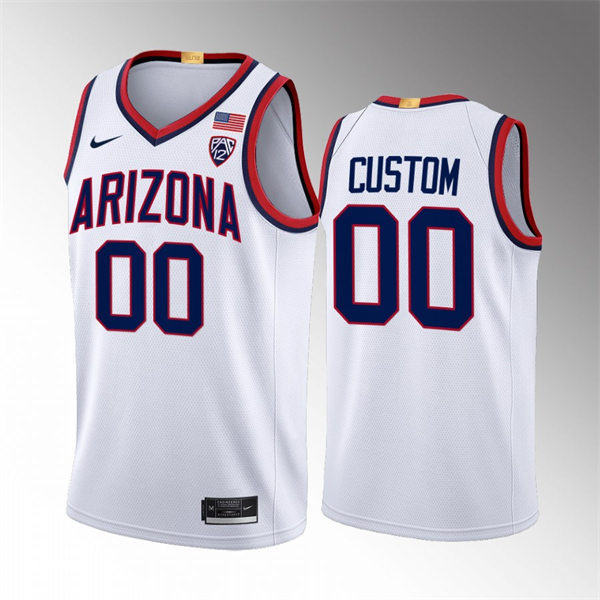  Mens Youth Arizona Wildcats Custom Nike White 2022-23 College Basketball Game Jersey 