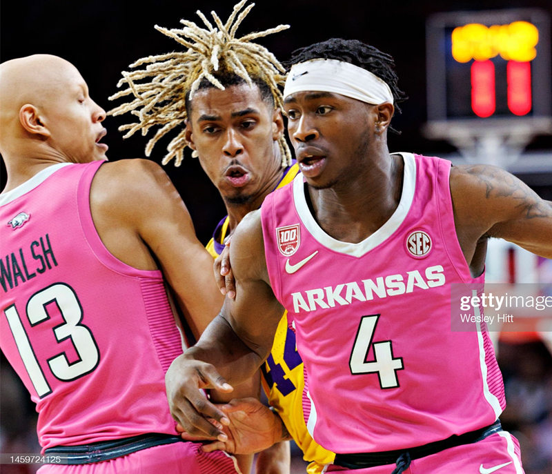  Mens Youth Arkansas Razorbacks Custom 2023 Pink Basketball Limited Jersey 