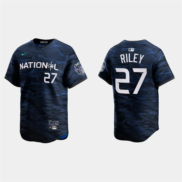  Mens Youth Atlanta Braves #27 Austin Riley National League 2023 MLB All-Star Game Limited Player Jersey Navy 
