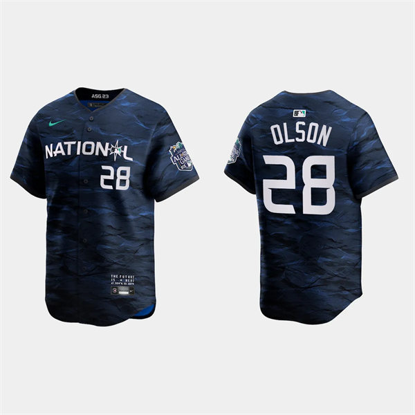  Mens Youth Atlanta Braves #28 Matt Olson National League 2023 MLB All-Star Game Limited Player Jersey Navy 