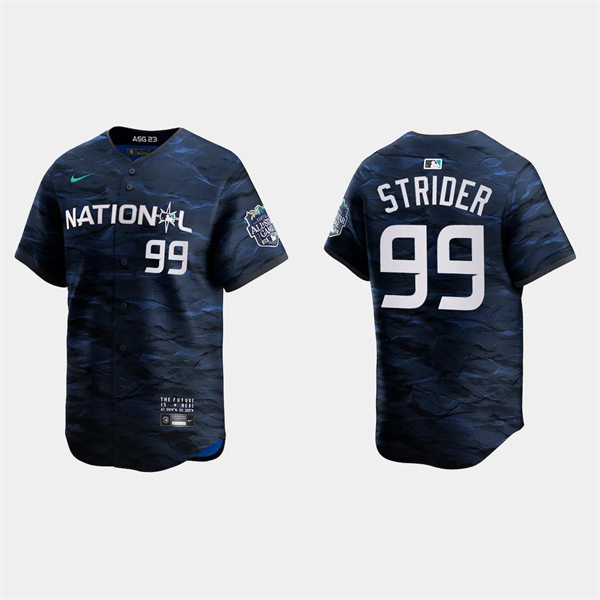  Mens Youth Atlanta Braves #99 Spencer Strider National League 2023 MLB All-Star Game Limited Player Jersey Navy 