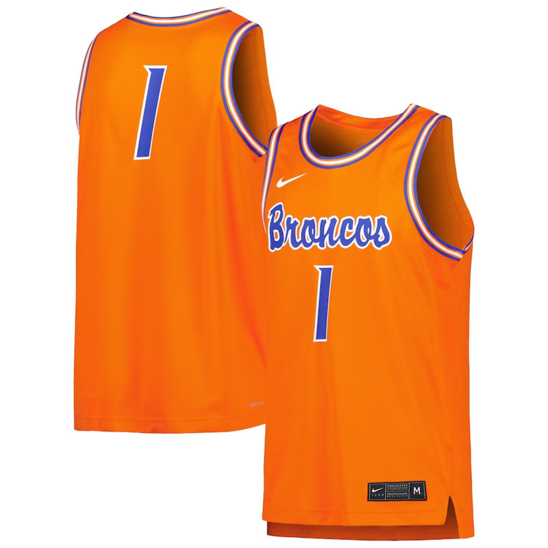  Mens Youth Boise State Broncos Custom Nike Orange Retro 2022-23 College Basketball Jersey 